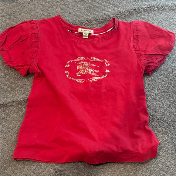 Burberry Red Tee with Gold Cavalry Horse Motif - Picture 7 of 8